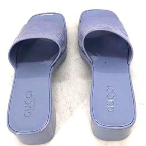 Gucci Rubber Lilac Blue Rubber Slide Sandals - Size 38 US 7.5 COA - Picture 5 of 7